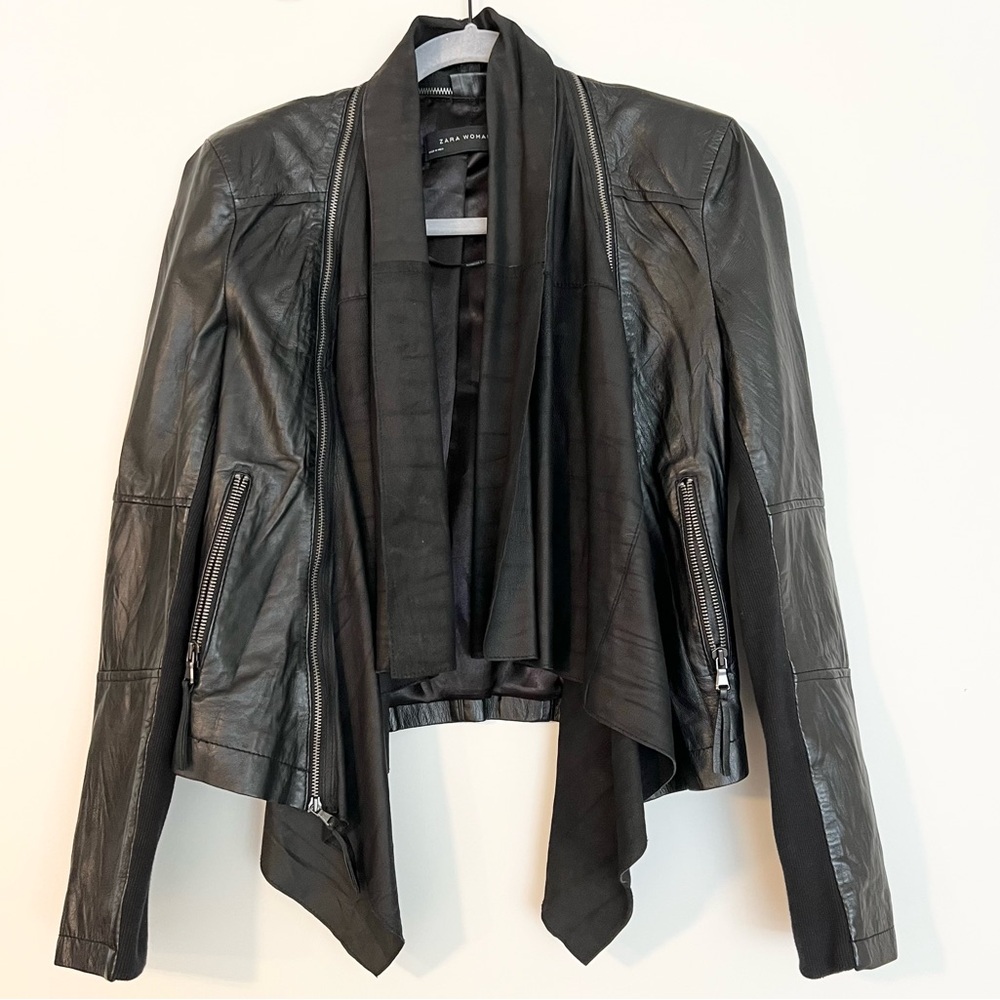 Zara Women’s Convertible Leather Moto Jacket